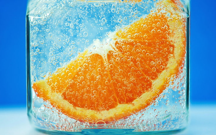 оранжевый плод, апельсин, гвоздика, капли, вода, жидкость, кристалл, HD обои