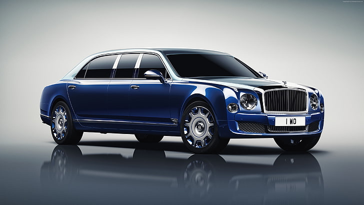 auto di lusso, blu, Bentley Mulsanne Grand Limousine, Ginevra Auto Show 2016, Sfondo HD