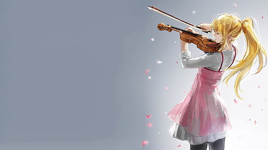 жена, която свири на цигулка, Shigatsu wa Kimi no Uso, Miyazono Kaori, HD тапет HD wallpaper