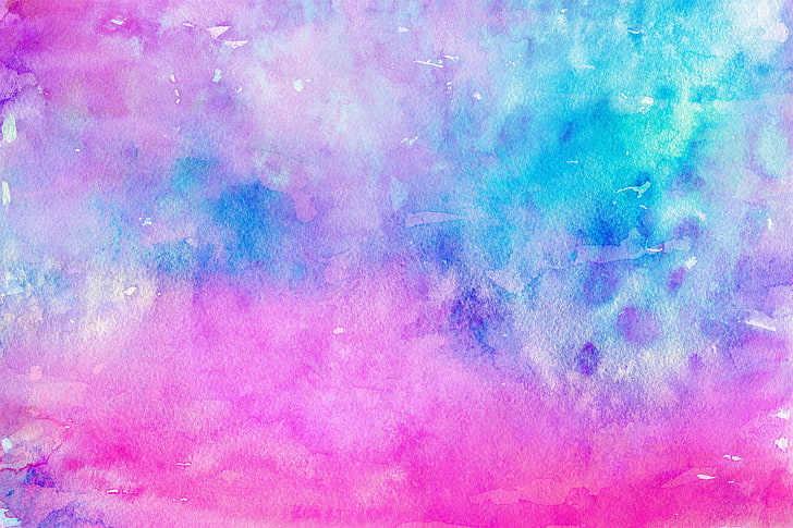 ilustraciones abstractas púrpuras y azules, pintura, acuarela, manchas, luz, Fondo de pantalla HD