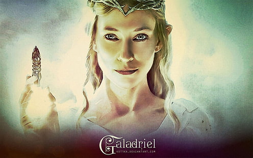 Galadriel, Cate Blanchett, Anna Kotika, DeviantArt, The Lord of the Rings, fantasy art, HD wallpaper HD wallpaper