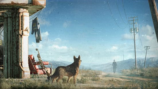 Fallout 4, Fallout, Dogmeat, seni video game, Wallpaper HD HD wallpaper