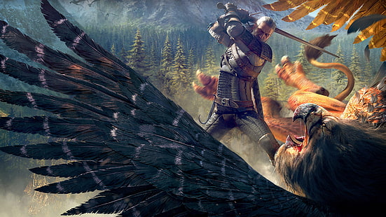 The Witcher 3 Wild Hunt Witcher Griffin, sauvage, sorceleur, chasse, griffon, Fond d'écran HD HD wallpaper