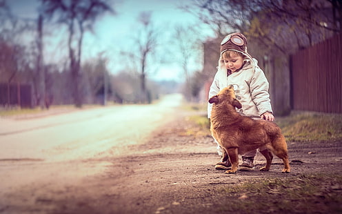 Süsser Boy mit Hund, Süsser Boy, Hund, HD-Hintergrundbild HD wallpaper