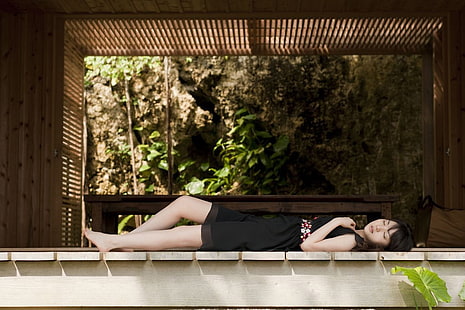 Asiática, Sayumi Michishige, olhos fechados, mulheres, modelo, HD papel de parede HD wallpaper