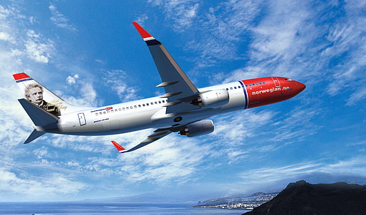 Niebo, samolot, Boeing, lotnictwo, 737, muchy, samolot pasażerski, Norwegian Air, Tapety HD HD wallpaper