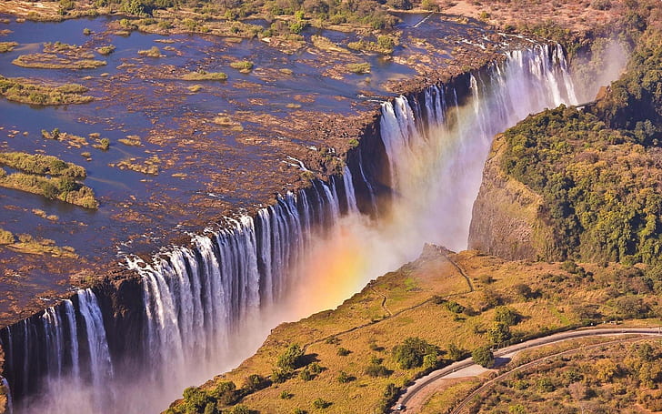 Водопад Виктория Замбия, радуга, пейзаж, водопад, HD обои