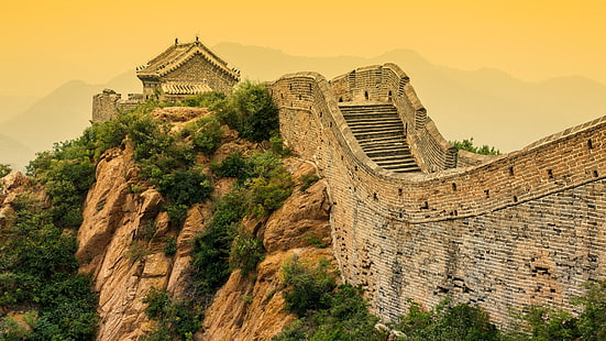 великая китайская стена, исторический, ориентир, китай, древняя история, фортификация, небо, стена, туристическая достопримечательность, здание, азия, всемирное наследие юнеско, утро, древние, дневное время, история, HD обои HD wallpaper