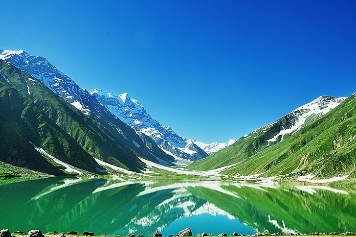 небето, планините, езерото, езерото saif ul malook, Пакистан, HD тапет