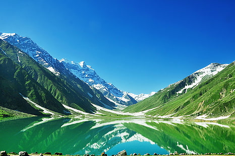 El cielo, las montañas, el lago, el lago Saif Ul Malook, Pakistán, Fondo de pantalla HD HD wallpaper