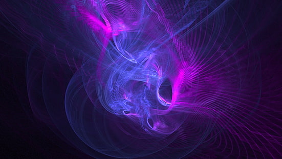 art fractal, lignes, violet, lumière, art abstrait, art numérique, graphiques, fumée, vortex, obscurité, effets visuels, Fond d'écran HD HD wallpaper