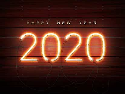 سنة جديدة ، نيون ، سنة جديدة سعيدة ، عام جديد 2020، خلفية HD HD wallpaper