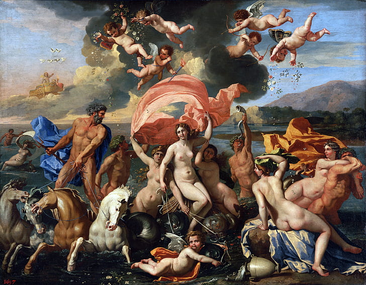 klasik sanat, klasik sanat, Venüs'ün Doğuşu, Nicolas Poussin, HD masaüstü duvar kağıdı