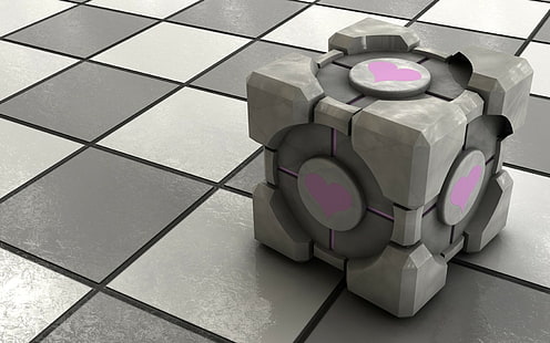 Портал (игра), куб, Companion Cube, видеоигры, HD обои HD wallpaper
