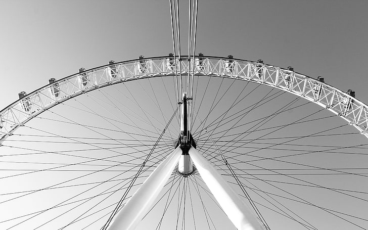Ferris wheel, wheel, rotation, light, HD wallpaper
