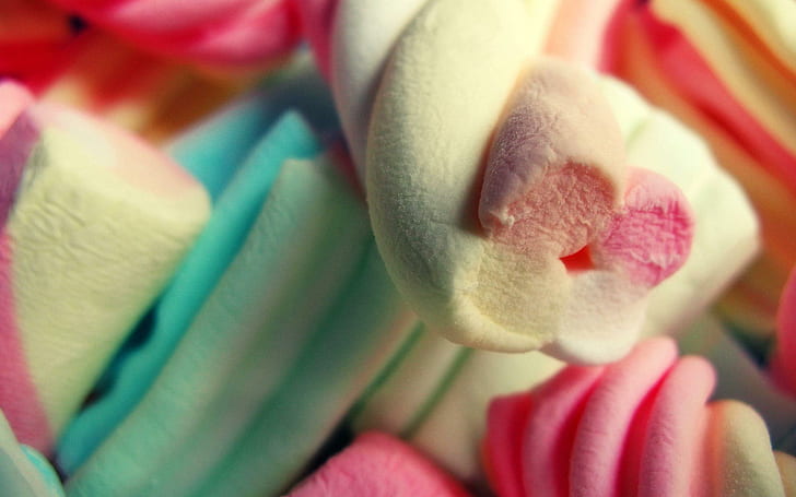 Marshmallow HD Pictures, marshmallows brancos de azuis e rosa, comida, marshmallow, fotos, HD papel de parede