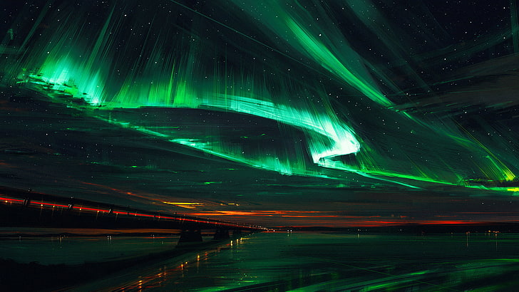 Aurora boreal por Alena Aenami, HD papel de parede