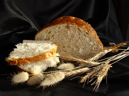 хлеб с пшеницей, хлеб, батон, колосья, выпечка, HD обои HD wallpaper