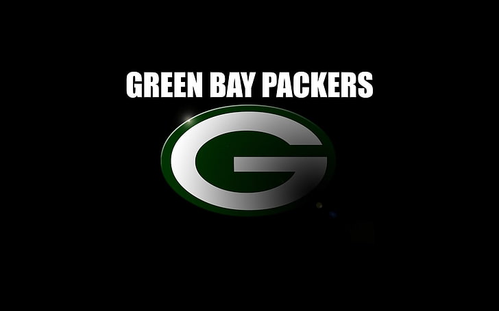 Лого на Green Bay Packers, Green Bay Packers, американски футбол, дигитално изкуство, типография, лого, черен фон, прост фон, HD тапет