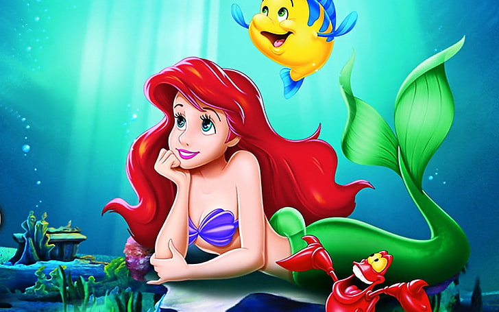 The Little Mermaid Cartoons, The Little Mermaid digital wallpaper, Cartoni animati,, pesci, cartoni animati, Sfondo HD