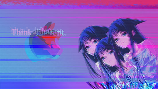 vaporwave, anime girls, logo, Saya no Uta, Tapety HD HD wallpaper