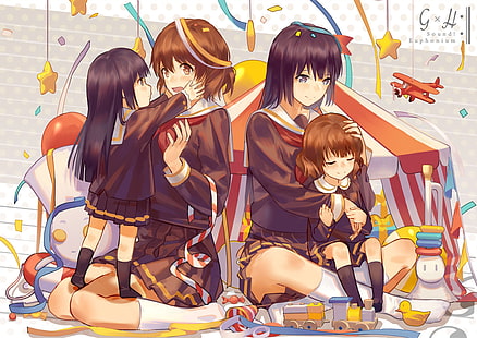 anime, anime girls, uniforme escolar, colegial, saia, Hibike!Euphonium, Kousaka Oinae Kumiko Reina, HD papel de parede HD wallpaper