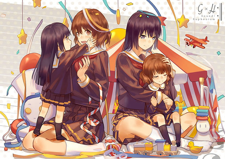 Rock, Kousaka Reina, Anime, Anime Girls, Hibike!Euphonium, Schuluniform, Oumae Kumiko, Schulmädchen, HD-Hintergrundbild