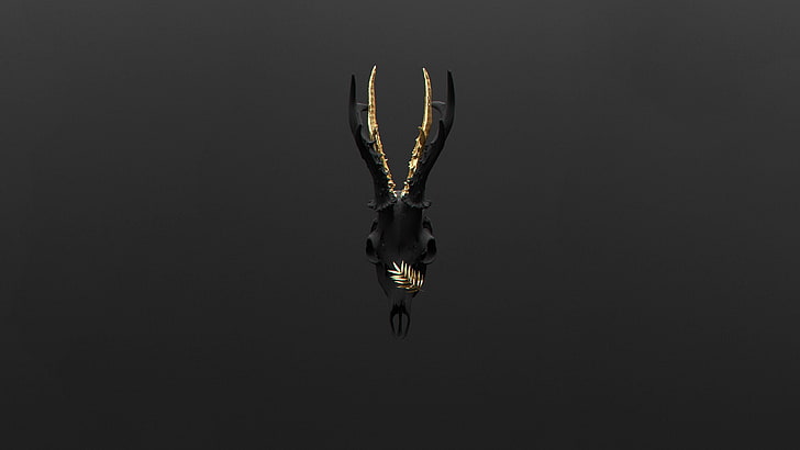 tanduk hitam, rusa, tengkorak, Wallpaper HD