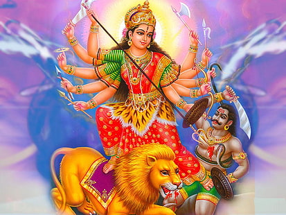 Shubh Navratri, tapeta Lord Dugra, festiwale / święta, Navratri, festiwal, święto, Tapety HD HD wallpaper
