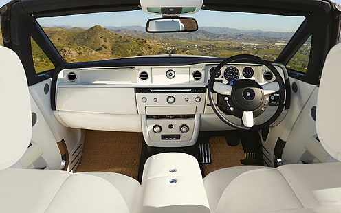 Rolls Royce Phantom Interior HD, белый роллс ройс салон автомобиля, авто, интерьер, фантом, роллс, ройс, HD обои HD wallpaper