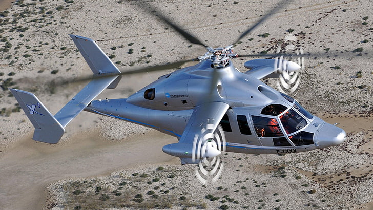 灰色のヘリコプター、軍隊、ユーロコプターX³、車両、ヘリコプター、 HDデスクトップの壁紙