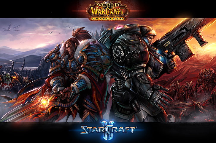 World of Warcraft StarCraft илюстрация на играта, Starcraft II, World of Warcraft, World of Warcraft: Cataclysm, видео игри, HD тапет