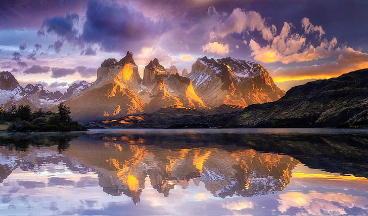 Earth, Andes Mountains, Andes, Chile, Lake, Mountain, Patagonia, Peak, Reflection, HD wallpaper