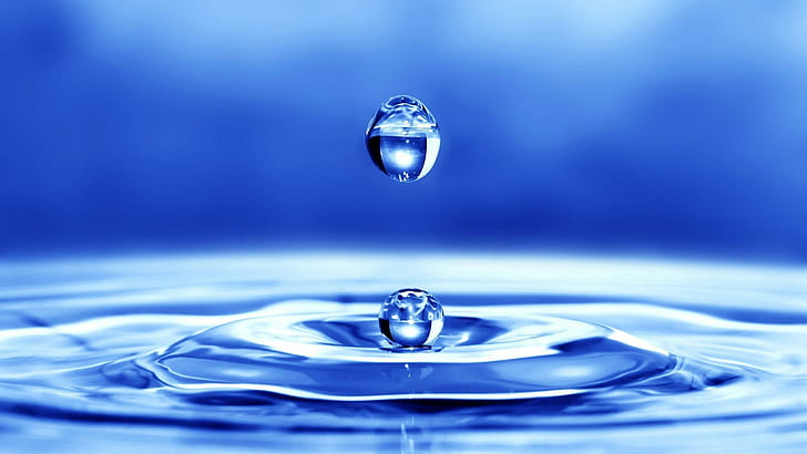 Kropelki wody, zbiornik wodny, plusk, woda, niebieski, kropelka, 3d i abstrakcyjne, Tapety HD