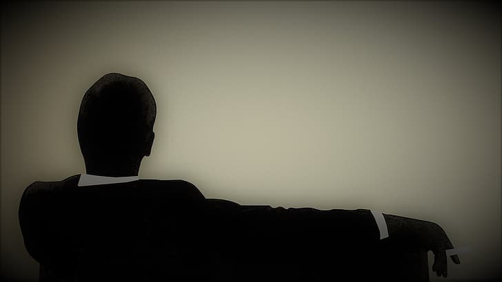 Mad Men, TV series, smoking, cigarettes, Don Draper, silhouette, relaxing, minimalism, simple background, HD wallpaper