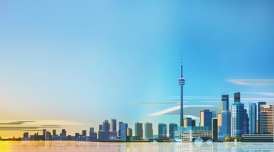 Градове, Торонто, Архитектура, Художествена, Сграда, Канада, Град, Небостъргач, HD тапет HD wallpaper