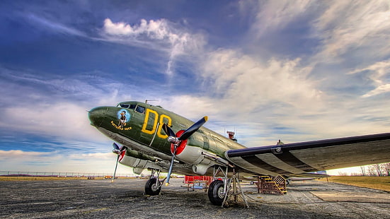 Dc3 Dakota The Greatest Plane Ever Made Hdr, airfield, plane, clouds, aircraft planes, HD wallpaper HD wallpaper