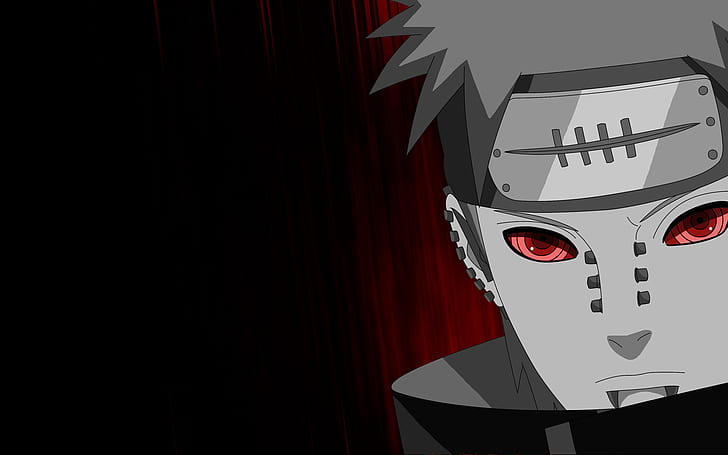 Naruto Shippuuden, anime, czerwone oczy, proste tło, Tapety HD