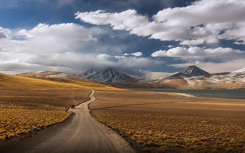 칠레의 아타 카마 사막을 통과하는 사막 길 바탕 화면 배경 화면, HD 배경 화면 HD wallpaper