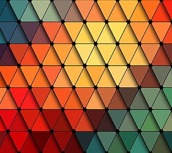 multicolored triangular pattern illustration, abstract, colorful, triangle, artwork, HD wallpaper HD wallpaper