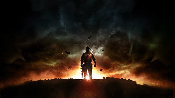 Человек, стоящий с винтовкой цифровой Wallpper, Battlefield, HD обои