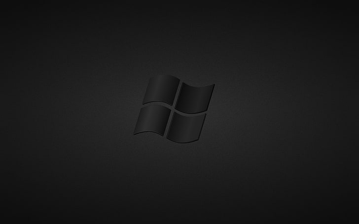 Windows logo, grey, black, dark, logo, Windows, HD wallpaper