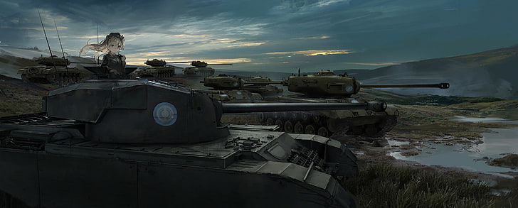 Mädchen und Panzer, Schlachtfeld, Panzer, Anime, HD-Hintergrundbild