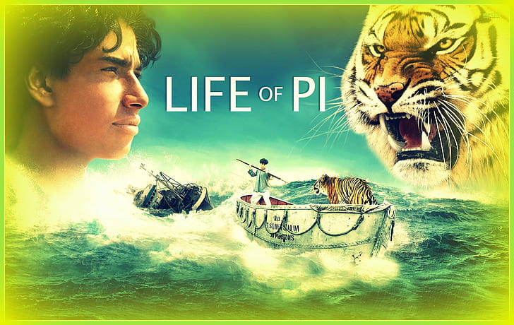1lifepi, 3-d, приключение, анимация, лодка, драма, семейство, фантазия, приятел, живот, океан, плакат, хищник, море, кораб, корабокрушение, тигър, пътуване, HD тапет