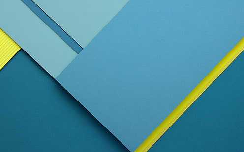 синие и желтые обои, материальный стиль, формы, разноцветные, HD обои HD wallpaper