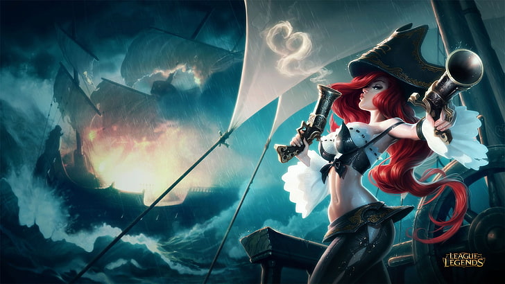 Мисс Фортуна (Лига Легенд), видеоигры, пираты, Лига Легенд, HD обои