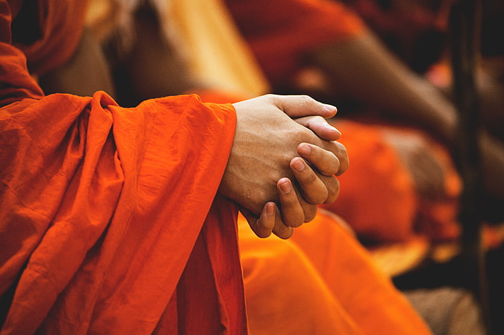 human hands, hands, monk, buddhist, buddhism, HD wallpaper