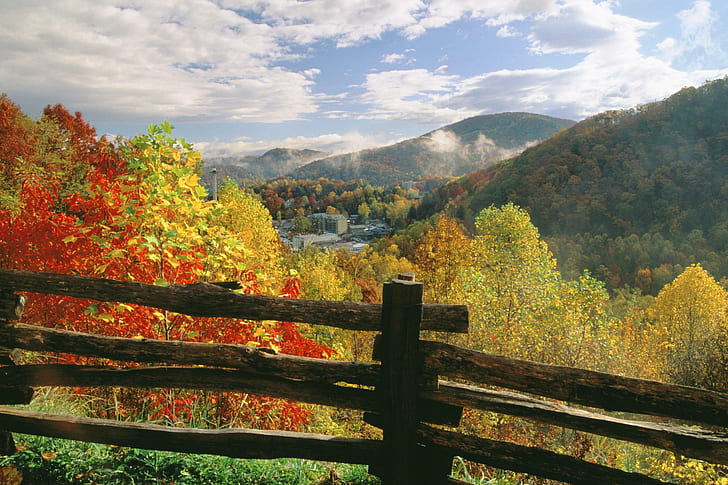 Fallfarben von Gatlinburg Tennessee., Gatlinburg, Fall, Tennessee, Herbst, 3d und Zusammenfassung, HD-Hintergrundbild