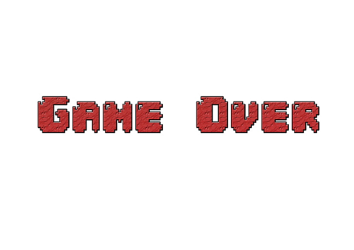 Game Over text, digital art, GAME OVER, minimalism, text, video games, retro games, transparent background, pixels, HD wallpaper