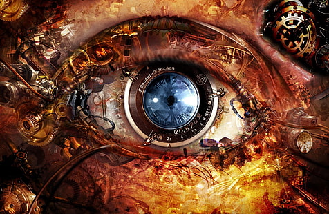 เครื่องจักร, ดวงตา, ​​กลศาสตร์, ศิลปะดิจิตอล, เลนส์, วอลล์เปเปอร์ HD HD wallpaper